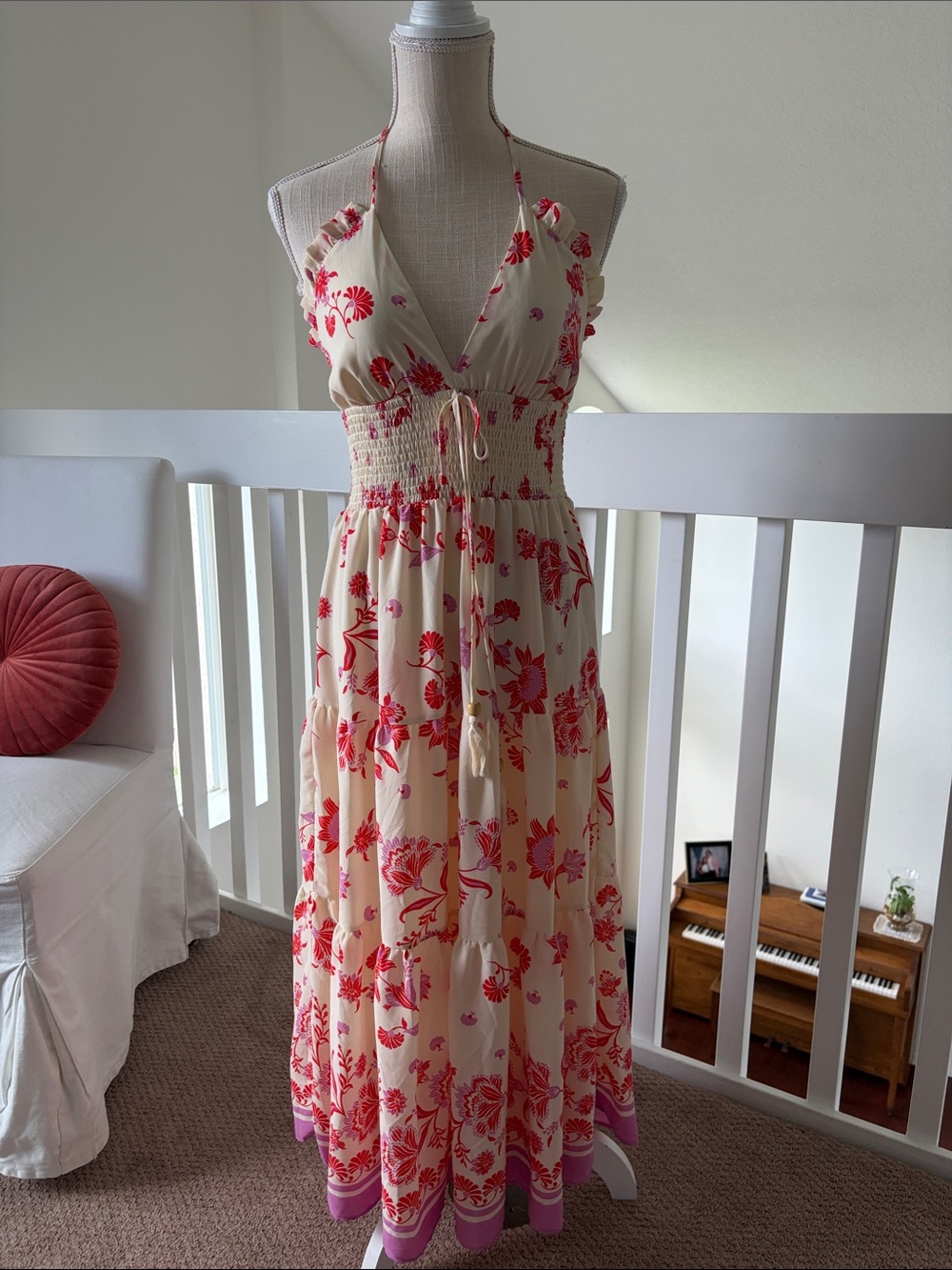 Chelsea & Violet Floral Halter Long Dress